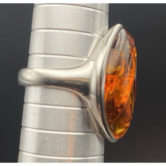 Multi-Color Baltic Amber Ring Size 7.25 925 Sterling Silver 5.4 G 23 h x 17.7 mm - Picture 15 of 16